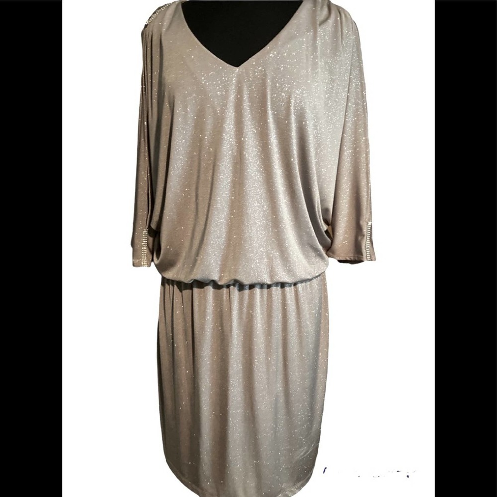 MSK v neck sparkle cold shoulder night out dress